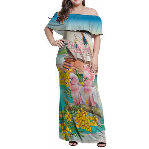 Personalised Pink Galah Australia Day Family Matching Off Shoulder Maxi Dress and Hawaiian Shirt Aussie Sydney Opera House Watercolor Stylized - Aussie Hoodie