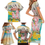 Personalised Pink Galah Australia Day Family Matching Short Sleeve Bodycon Dress and Hawaiian Shirt Aussie Sydney Opera House Watercolor Stylized - Aussie Hoodie