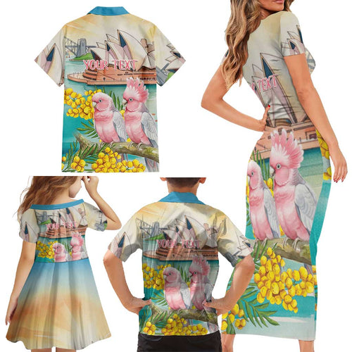 Personalised Pink Galah Australia Day Family Matching Short Sleeve Bodycon Dress and Hawaiian Shirt Aussie Sydney Opera House Watercolor Stylized - Aussie Hoodie
