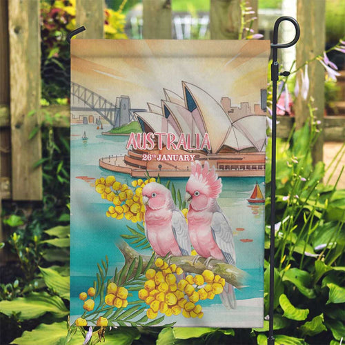 Pink Galah Australia Day Garden Flag Aussie Sydney Opera House Watercolor Stylized - Aussie Hoodie