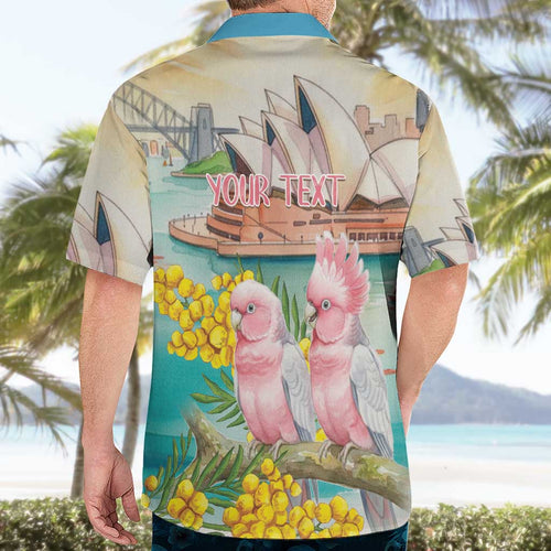 Personalised Pink Galah Australia Day Hawaiian Shirt Aussie Sydney Opera House Watercolor Stylized - Aussie Hoodie