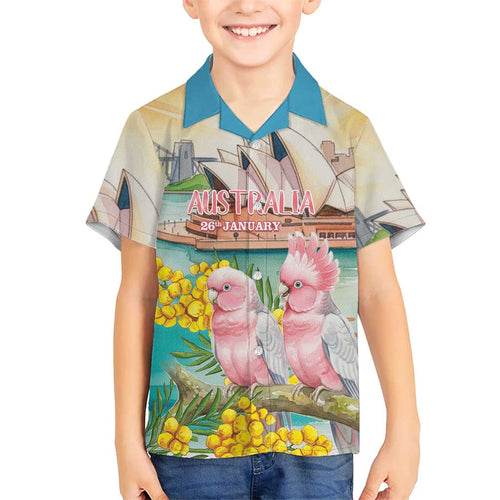 Personalised Pink Galah Australia Day Hawaiian Shirt Aussie Sydney Opera House Watercolor Stylized - Aussie Hoodie