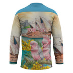 Personalised Pink Galah Australia Day Hockey Jersey Aussie Sydney Opera House Watercolor Stylized - Aussie Hoodie