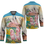 Personalised Pink Galah Australia Day Hockey Jersey Aussie Sydney Opera House Watercolor Stylized - Aussie Hoodie