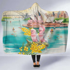 Pink Galah Australia Day Hooded Blanket Aussie Sydney Opera House Watercolor Stylized - Aussie Hoodie