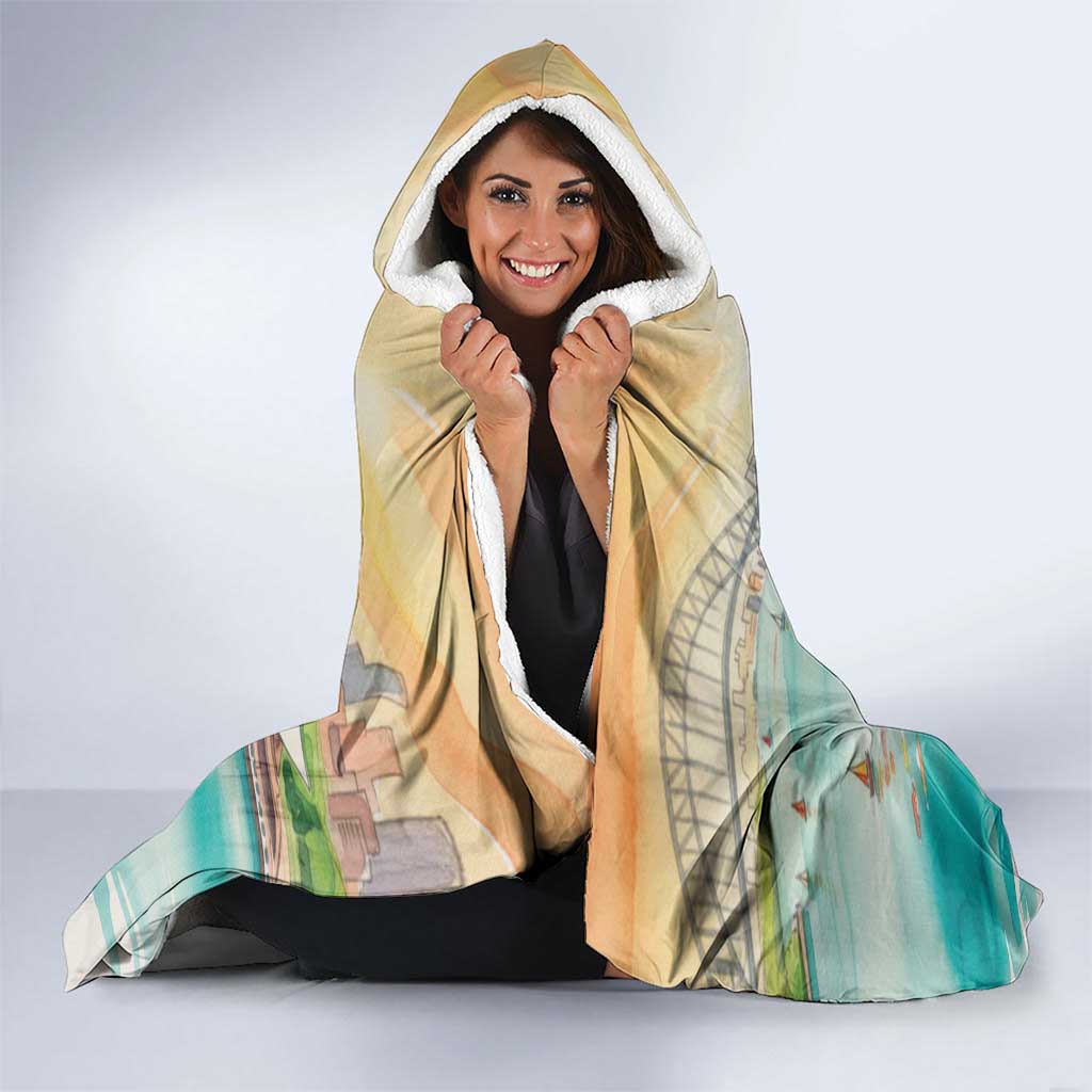 Pink Galah Australia Day Hooded Blanket Aussie Sydney Opera House Watercolor Stylized - Aussie Hoodie