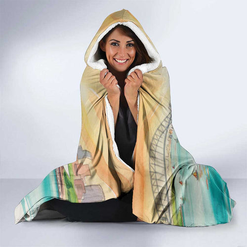 Pink Galah Australia Day Hooded Blanket Aussie Sydney Opera House Watercolor Stylized - Aussie Hoodie