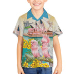 Personalised Pink Galah Australia Day Kid Hawaiian Shirt Aussie Sydney Opera House Watercolor Stylized - Aussie Hoodie