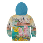 Personalised Pink Galah Australia Day Kid Hoodie Aussie Sydney Opera House Watercolor Stylized - Aussie Hoodie