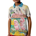 Personalised Pink Galah Australia Day Kid Polo Shirt Aussie Sydney Opera House Watercolor Stylized - Aussie Hoodie