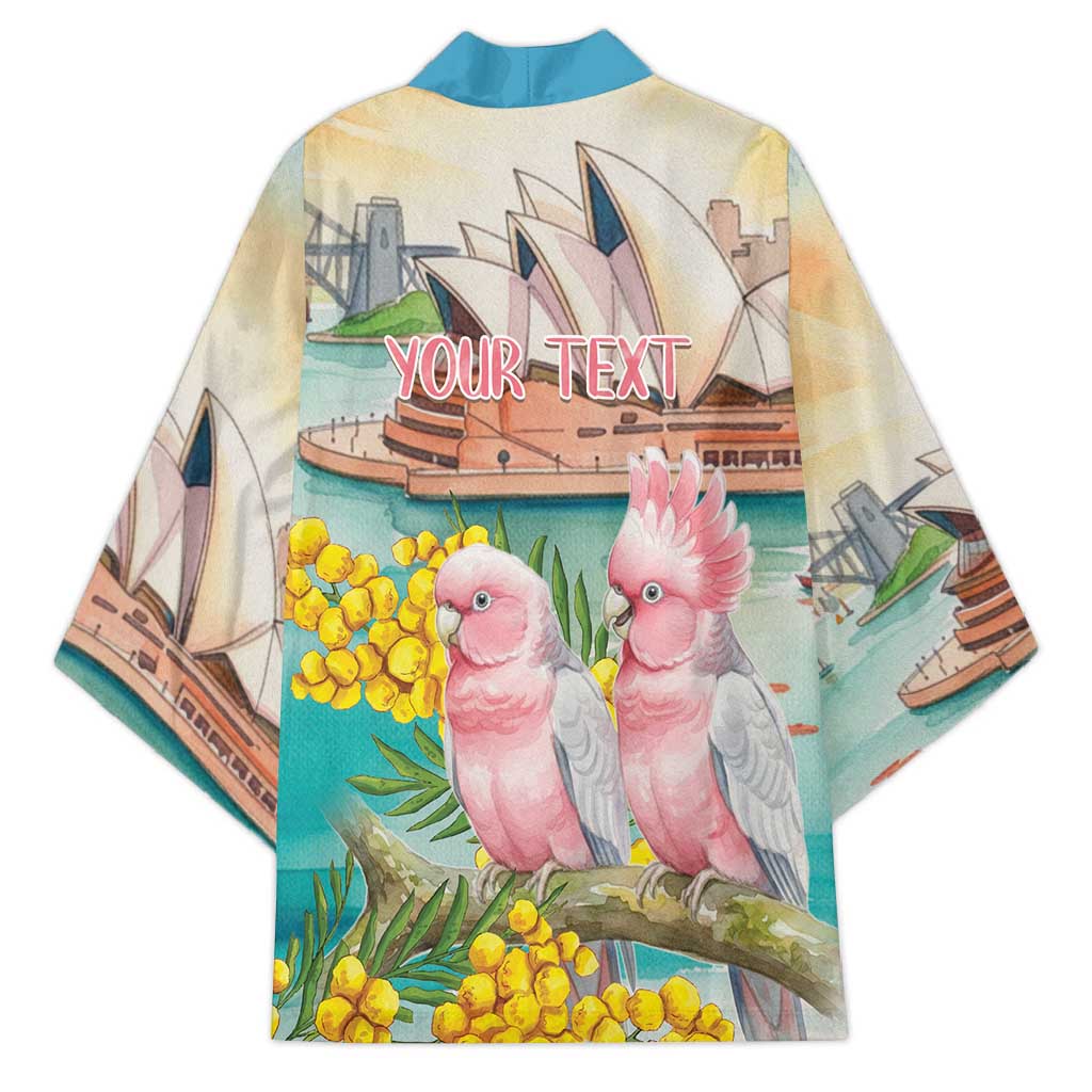 Personalised Pink Galah Australia Day Kimono Aussie Sydney Opera House Watercolor Stylized - Aussie Hoodie