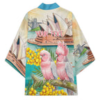 Personalised Pink Galah Australia Day Kimono Aussie Sydney Opera House Watercolor Stylized - Aussie Hoodie