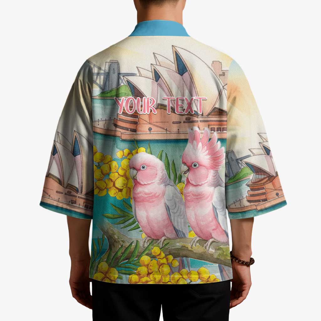 Personalised Pink Galah Australia Day Kimono Aussie Sydney Opera House Watercolor Stylized - Aussie Hoodie