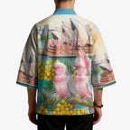 Personalised Pink Galah Australia Day Kimono Aussie Sydney Opera House Watercolor Stylized - Aussie Hoodie