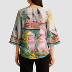 Personalised Pink Galah Australia Day Kimono Sleeve Blouse Aussie Sydney Opera House Watercolor Stylized - Aussie Hoodie