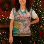 Personalised Pink Galah Australia Day Christmas Knitted V-Neck Vest Aussie Sydney Opera House Watercolor Stylized - Aussie Hoodie