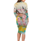 Personalised Pink Galah Australia Day Long Sleeve Bodycon Dress Aussie Sydney Opera House Watercolor Stylized - Aussie Hoodie
