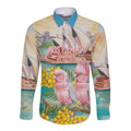 Personalised Pink Galah Australia Day Long Sleeve Button Shirt Aussie Sydney Opera House Watercolor Stylized - Aussie Hoodie