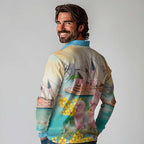 Personalised Pink Galah Australia Day Long Sleeve Polo Shirt Aussie Sydney Opera House Watercolor Stylized - Aussie Hoodie