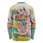 Personalised Pink Galah Australia Day Long Sleeve Shirt Aussie Sydney Opera House Watercolor Stylized - Aussie Hoodie