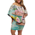 Personalised Pink Galah Australia Day Off Shoulder Short Dress Aussie Sydney Opera House Watercolor Stylized - Aussie Hoodie