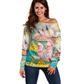 Personalised Pink Galah Australia Day Off Shoulder Sweater Aussie Sydney Opera House Watercolor Stylized - Aussie Hoodie
