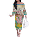 Personalised Pink Galah Australia Day Off The Shoulder Long Sleeve Dress Aussie Sydney Opera House Watercolor Stylized - Aussie Hoodie