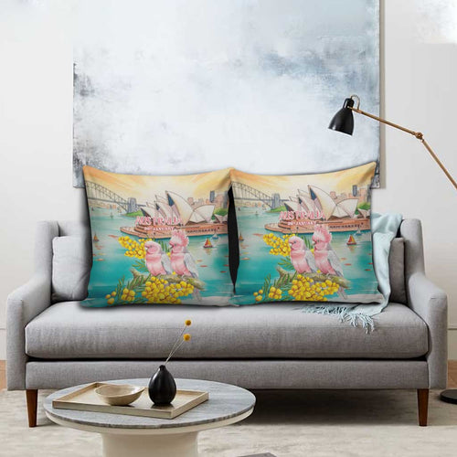 Pink Galah Australia Day Pillow Cover Aussie Sydney Opera House Watercolor Stylized - Aussie Hoodie