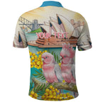 Personalised Pink Galah Australia Day Polo Shirt Aussie Sydney Opera House Watercolor Stylized - Aussie Hoodie