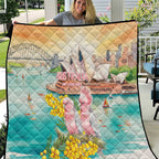 Pink Galah Australia Day Quilt Aussie Sydney Opera House Watercolor Stylized - Aussie Hoodie