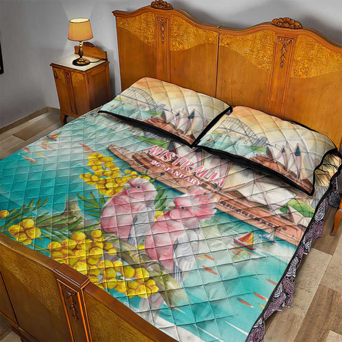 Pink Galah Australia Day Quilt Bed Set Aussie Sydney Opera House Watercolor Stylized - Aussie Hoodie