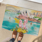 Pink Galah Australia Day Rubber Doormat Aussie Sydney Opera House Watercolor Stylized - Aussie Hoodie
