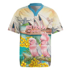 Personalised Pink Galah Australia Day Rugby Jersey Aussie Sydney Opera House Watercolor Stylized - Aussie Hoodie