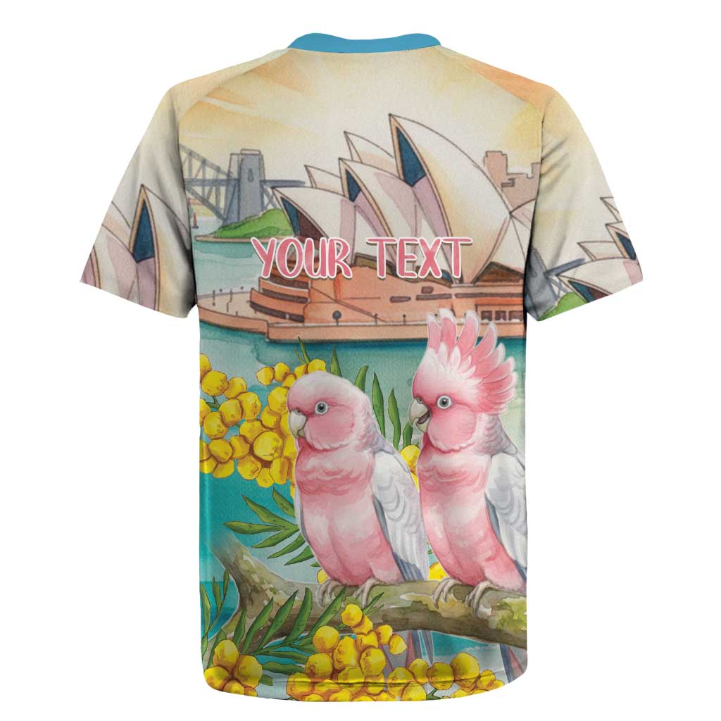 Personalised Pink Galah Australia Day Rugby Jersey Aussie Sydney Opera House Watercolor Stylized - Aussie Hoodie