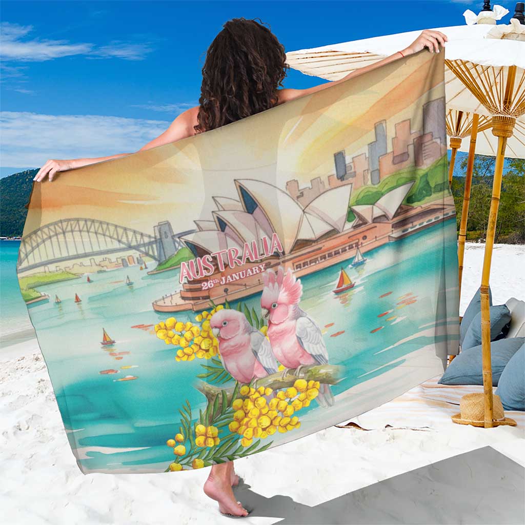 Pink Galah Australia Day Sarong Aussie Sydney Opera House Watercolor Stylized - Aussie Hoodie