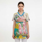 Personalised Pink Galah Australia Day Scrub Top Aussie Sydney Opera House Watercolor Stylized - Aussie Hoodie
