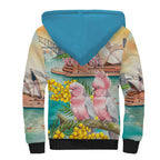 Personalised Pink Galah Australia Day Sherpa Hoodie Aussie Sydney Opera House Watercolor Stylized - Aussie Hoodie