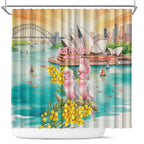 Pink Galah Australia Day Shower Curtain Aussie Sydney Opera House Watercolor Stylized - Aussie Hoodie