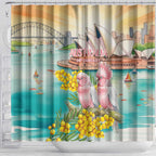 Pink Galah Australia Day Shower Curtain Aussie Sydney Opera House Watercolor Stylized - Aussie Hoodie