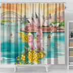 Pink Galah Australia Day Shower Curtain Aussie Sydney Opera House Watercolor Stylized - Aussie Hoodie
