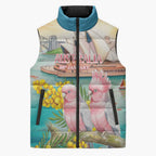 Personalised Pink Galah Australia Day Sleeveless Puffer Jacket Aussie Sydney Opera House Watercolor Stylized - Aussie Hoodie