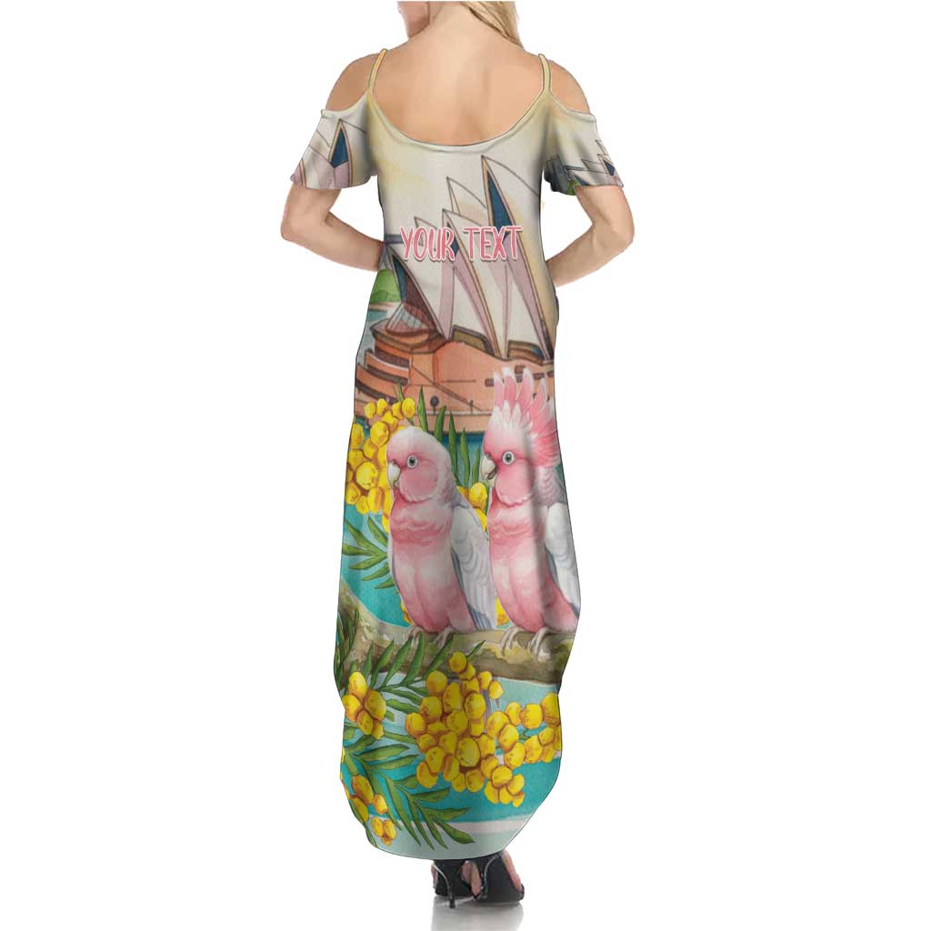 Personalised Pink Galah Australia Day Summer Maxi Dress Aussie Sydney Opera House Watercolor Stylized - Aussie Hoodie