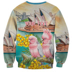 Personalised Pink Galah Australia Day Sweatshirt Aussie Sydney Opera House Watercolor Stylized - Aussie Hoodie
