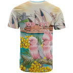 Personalised Pink Galah Australia Day T Shirt Aussie Sydney Opera House Watercolor Stylized - Aussie Hoodie