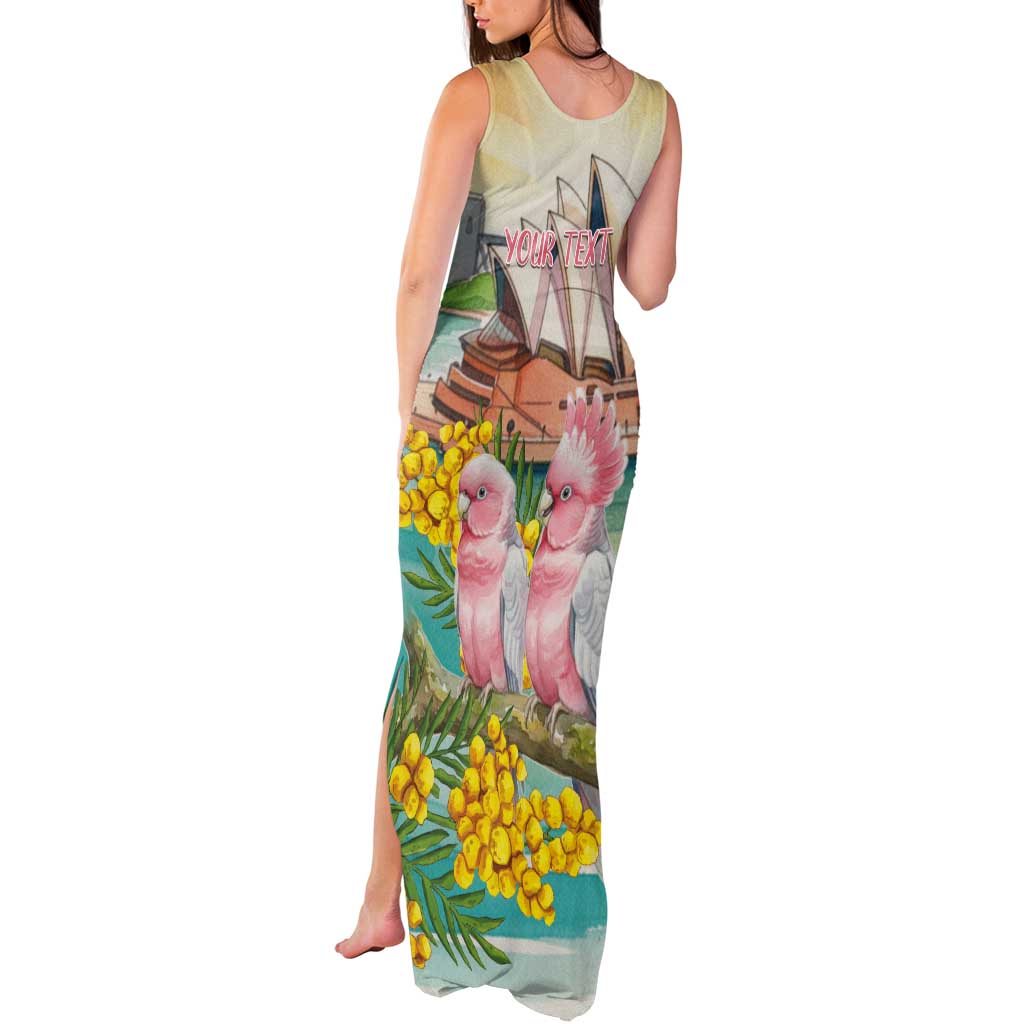 Personalised Pink Galah Australia Day Tank Maxi Dress Aussie Sydney Opera House Watercolor Stylized - Aussie Hoodie