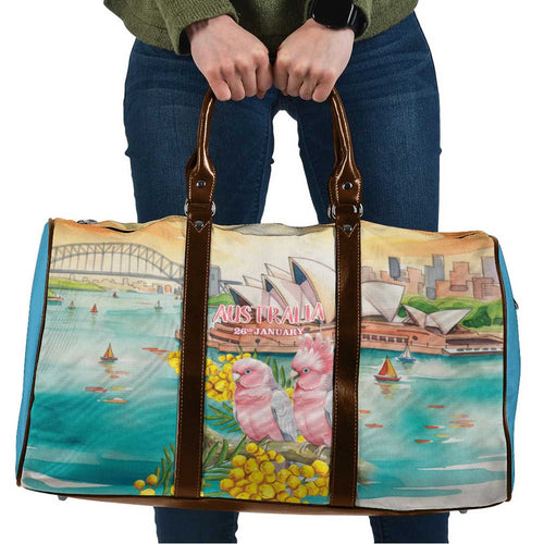 Pink Galah Australia Day Travel Bag Aussie Sydney Opera House Watercolor Stylized - Aussie Hoodie
