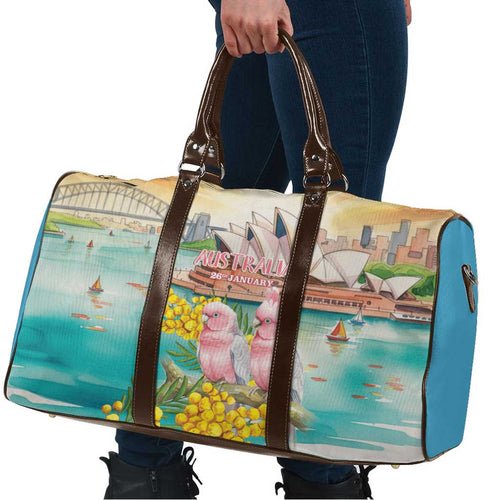 Pink Galah Australia Day Travel Bag Aussie Sydney Opera House Watercolor Stylized - Aussie Hoodie
