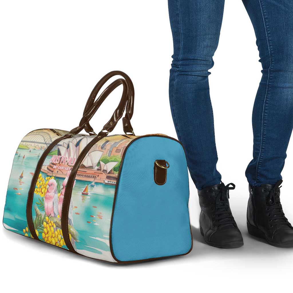 Pink Galah Australia Day Travel Bag Aussie Sydney Opera House Watercolor Stylized - Aussie Hoodie