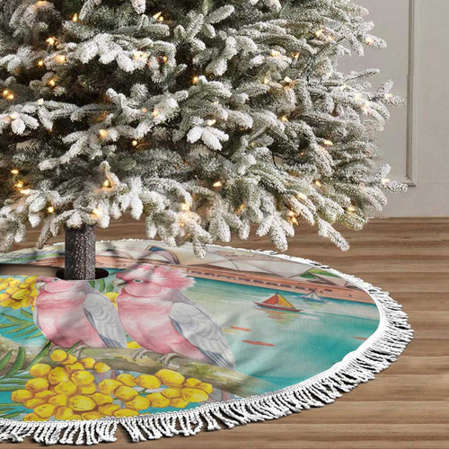 Pink Galah Australia Day Tree Skirt Aussie Sydney Opera House Watercolor Stylized - Aussie Hoodie