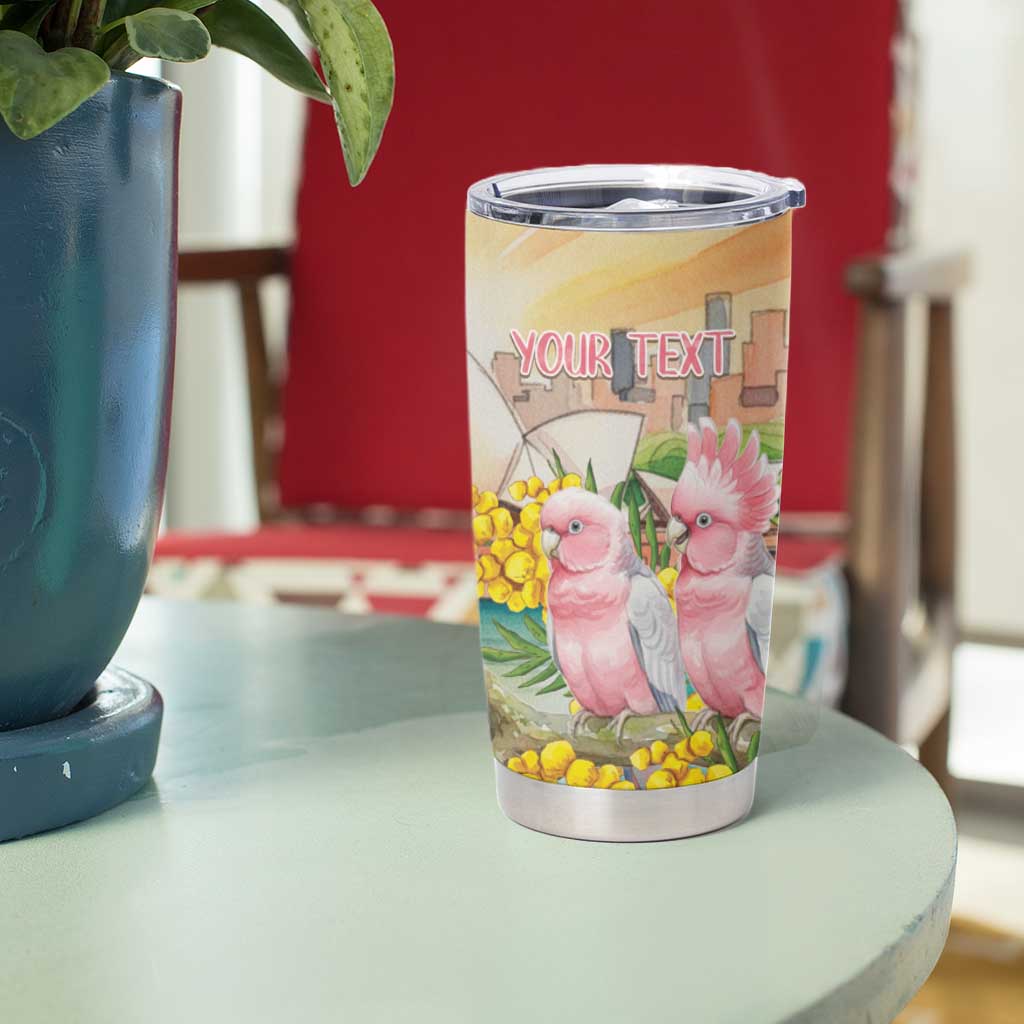 Personalised Pink Galah Australia Day Tumbler Cup Aussie Sydney Opera House Watercolor Stylized - Aussie Hoodie
